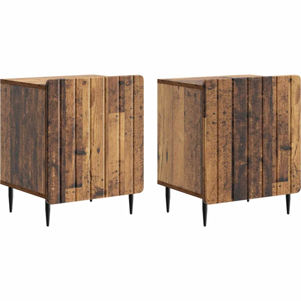 vidaXL Nachtkastje 2 st Oud hout 43 x 34,5 x 52 cm Bewerkt hout bruin, foto 3