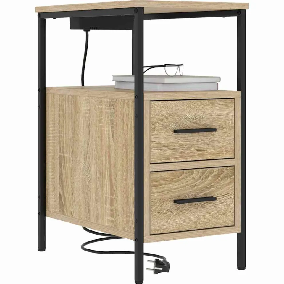 vidaXL Nachtkastje 2 st Sonoma Eiken 30 x 48 x 61 cm Bewerkt hout Bruin