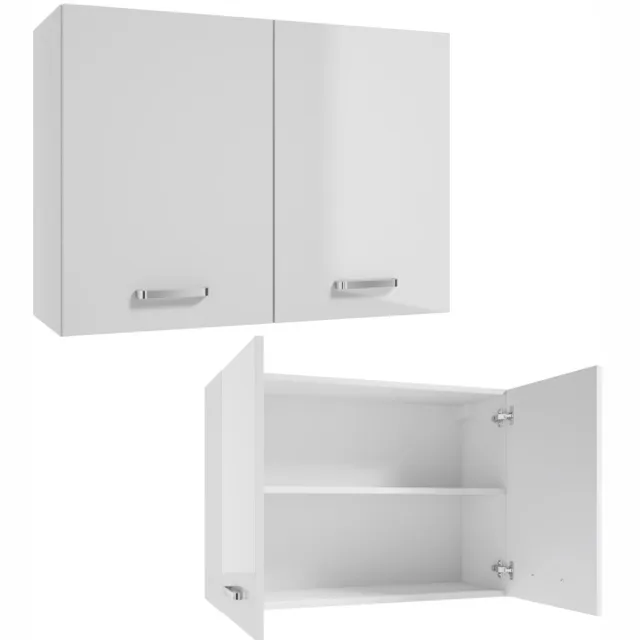 STAMAR Keukenbovenkast 80 cm - hoogglans wit - 2 deuren