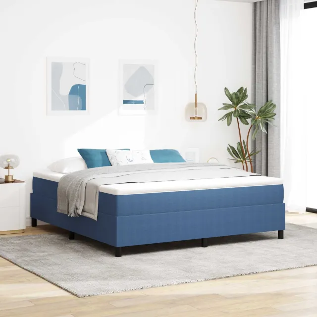 vidaXL Platform bedframe Blauw 180 x 200 cm Katoen Stof
