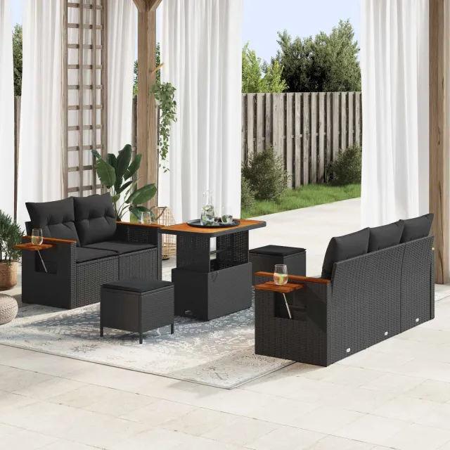 vidaXL Tuin Sofa Set 8 st Zwart poly rattan, foto 2
