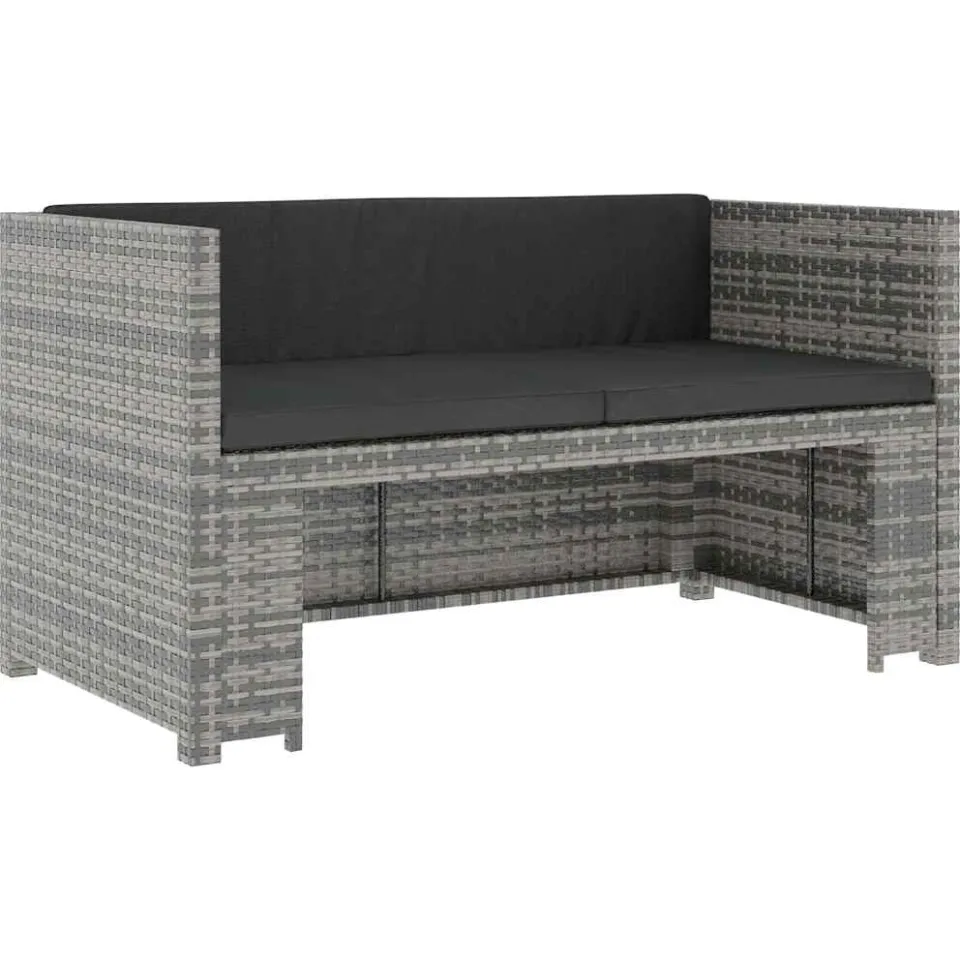 vidaXL 5-delige Loungeset met kussens poly rattan grijs