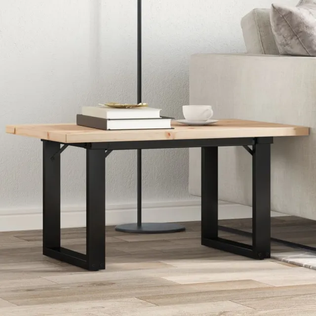 vidaXL Salontafel O-frame 80x50x40,5 cm grenenhout en staal Bruin