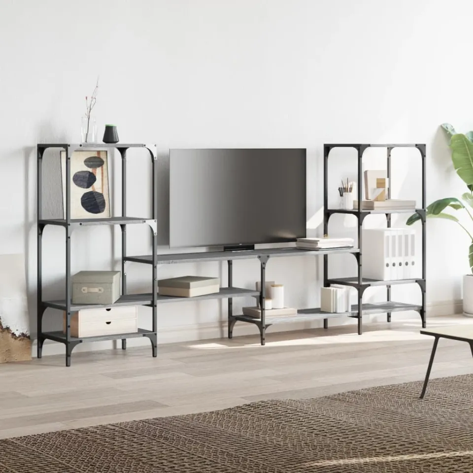 vidaXL Tv-meubel 206,5x28,5x95 cm bewerkt hout grijs sonoma eikenkleur, foto 4
