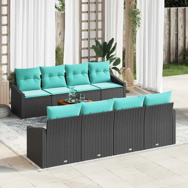 vidaXL Tuinbankenset 9 st Zwart poly rattan