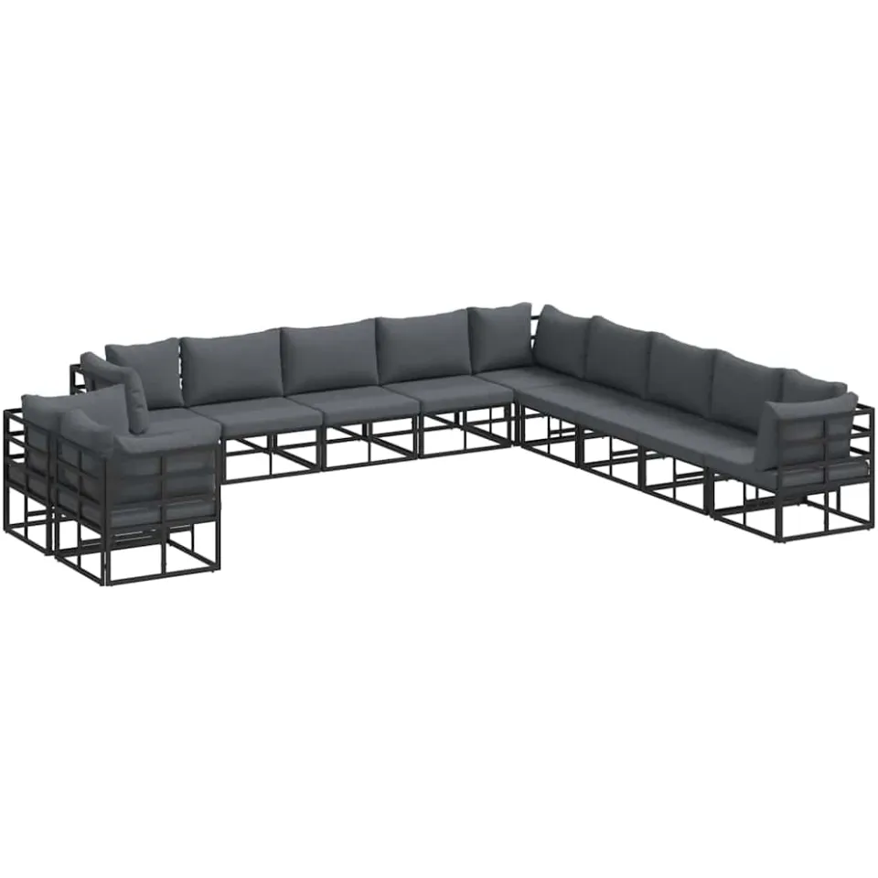vidaXL Tuinbankenset 11 st Zwart Aluminium