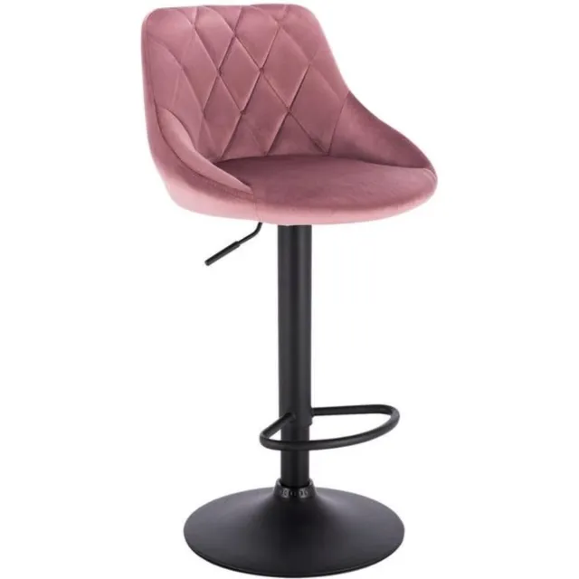 Saphly Barkrukken Set 82cm Roze - Verstelbaar, Velvet en Ergonomisch - Voor Eetkamer, Keuken en Woonkamer