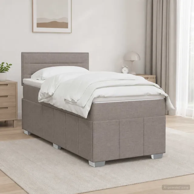 vidaXL Boxspringbed met matras met hoofdeinde Taupe 100 x 200 cm Stof