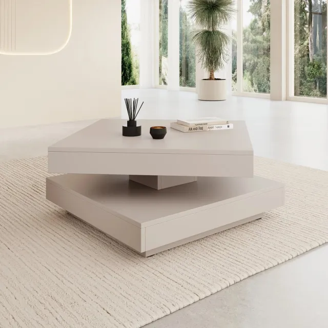 MEUBELLA Nao - Salontafel - Beige - 70x70x34 cm