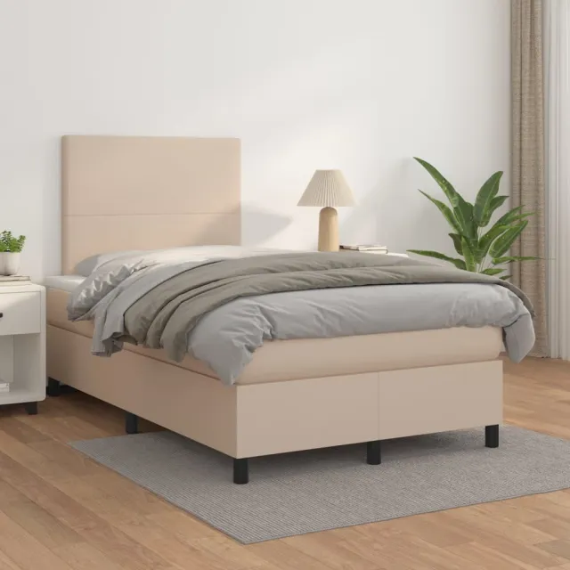 vidaXL Boxspring met matras kunstleer cappuccinokleurig 120x200 cm bruin