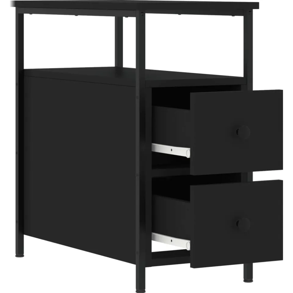 vidaXL Nachtkastje 30x60x60 cm bewerkt hout zwart, foto 4