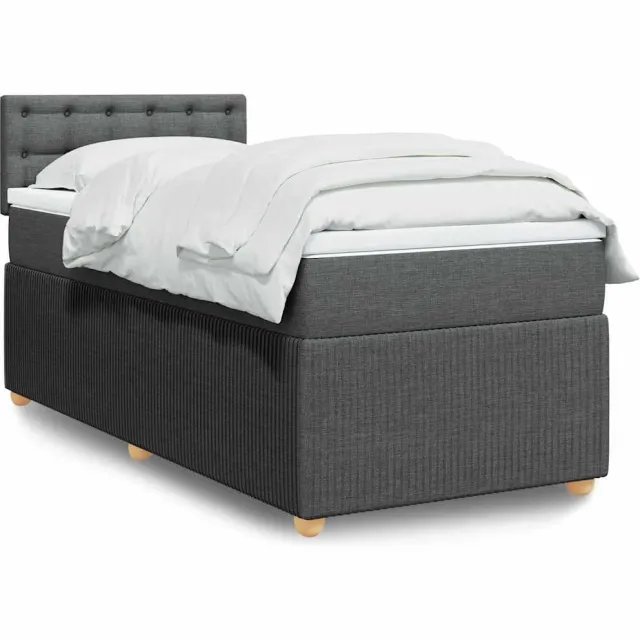 vidaXL Boxspring met matras stof donkergrijs 90x190 cm grijs