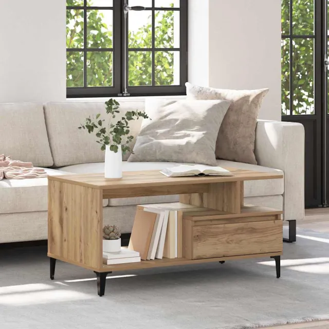 vidaXL Salontafel Artisan Eiken 90 x 49 x 45 cm Bewerkt hout, foto 2