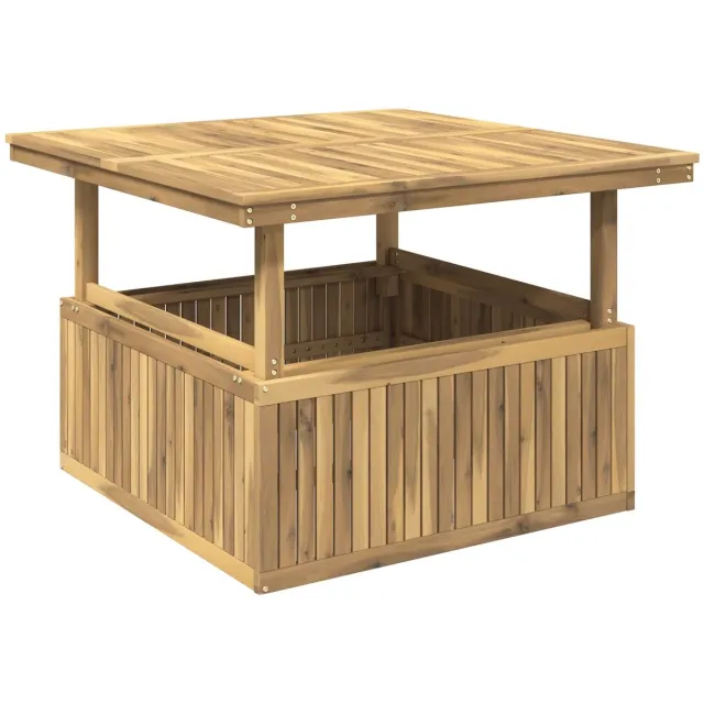 vidaXL Tuinstoel - Koffietafel - Massief - Acaciahout - Hoogte - Verstelbaar Witgewassen