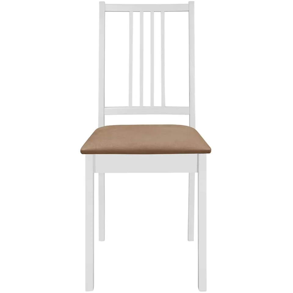 vidaXL Eetkamerstoelen met kussens 2 st massief hout wit, foto 3