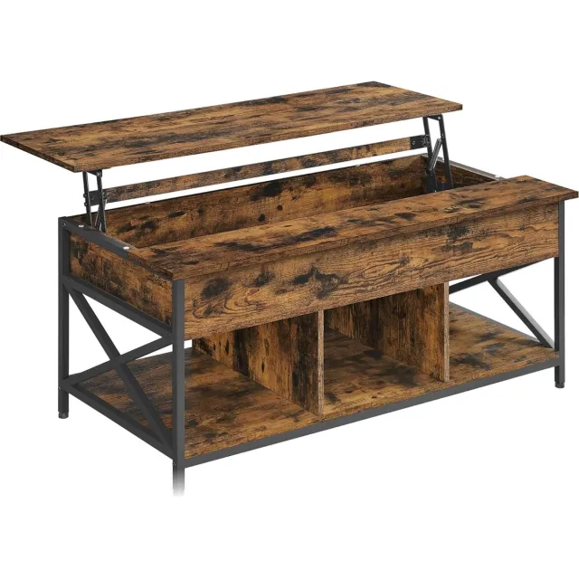 MAZAZU MIRA Home - Salontafel - Woonkamer - Tafel - Bijzettafel - Rechthoekig - 60x120x(48-62) Vintage