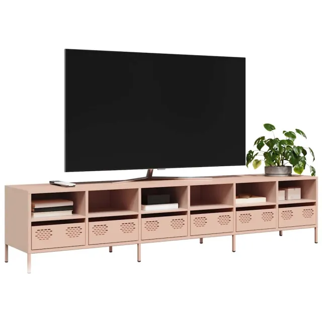 vidaXL Tv-meubel 202x39x43,5 cm koudgewalst staal roze