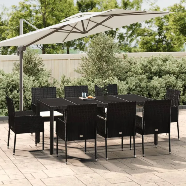vidaXL 9-delige Tuinset poly rattan zwart, foto 2