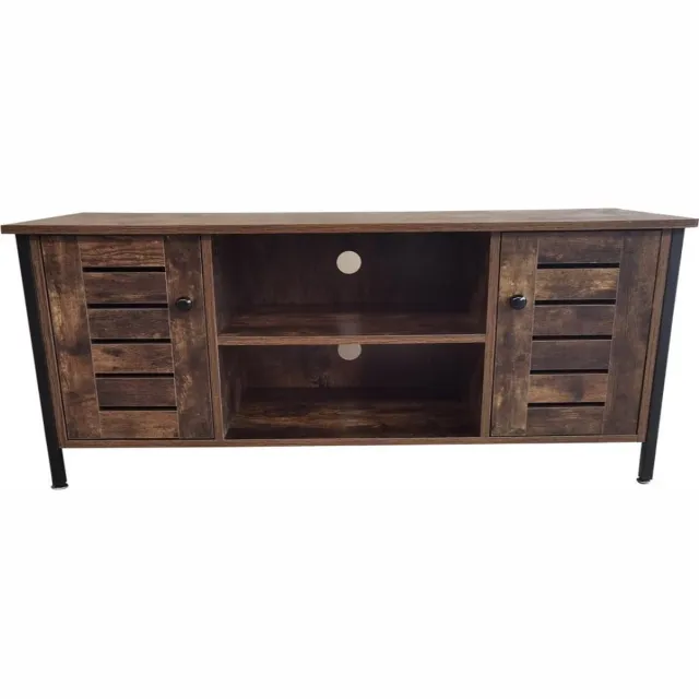 VDD Industrial Vintage Design Tv meubel kast Stoer - televisie dressoir industrieel - 110 cm breed Bruin - zwart