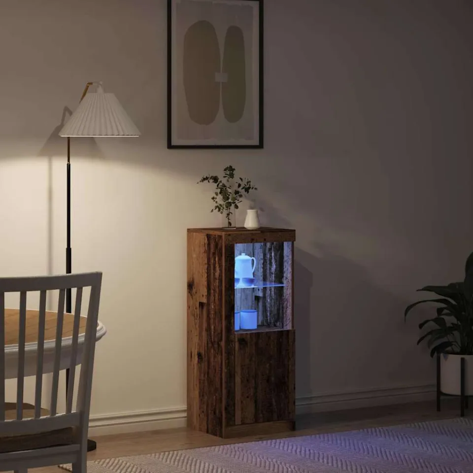 vidaXL LED Sideboard Oudhout 41 x 37 x 100 cm Bewerkt hout bruin, foto 4