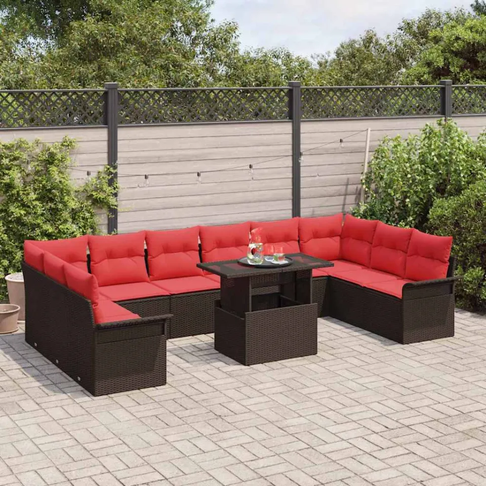 vidaXL Tuin Sofa Set 11 st Bruin Poly riet, foto 3