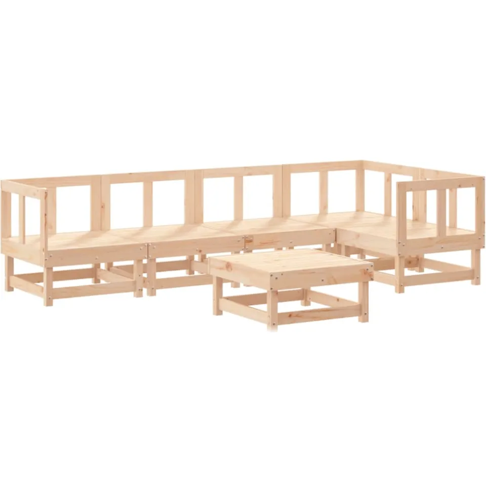 vidaXL 6-delige Loungeset met kussens massief hout Bruin