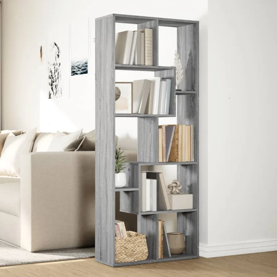 vidaXL Kamerscherm / boekenkast 67x25x161,5 cm hout grijs sonoma eiken, foto 3