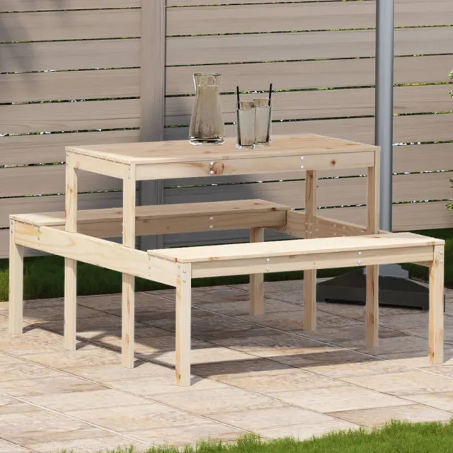 vidaXL Picknicktafel 110x134x75 cm massief grenenhout bruin, foto 2