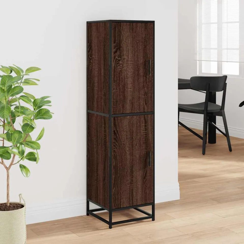 vidaXL Hoge kast 35,5x35x139 cm bewerkt hout en metaal bruin eiken, foto 2