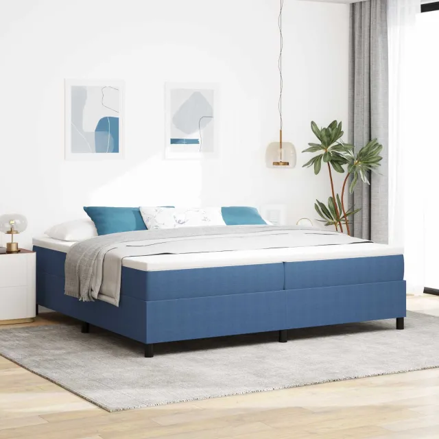 vidaXL Platform bedframe Blauw 200 x 200 cm Katoen Stof