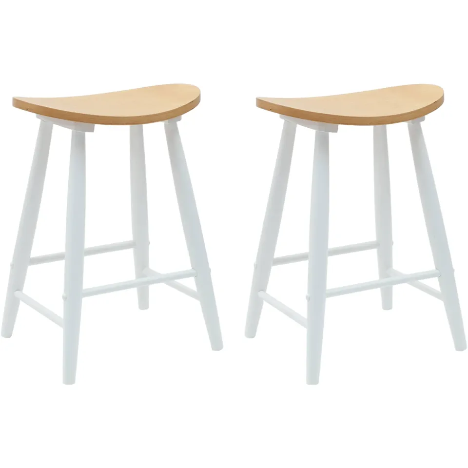 vidaXL Eettafelstoelen 2 st Massief Rubberhout Wit 46 x 37 x 63 cm