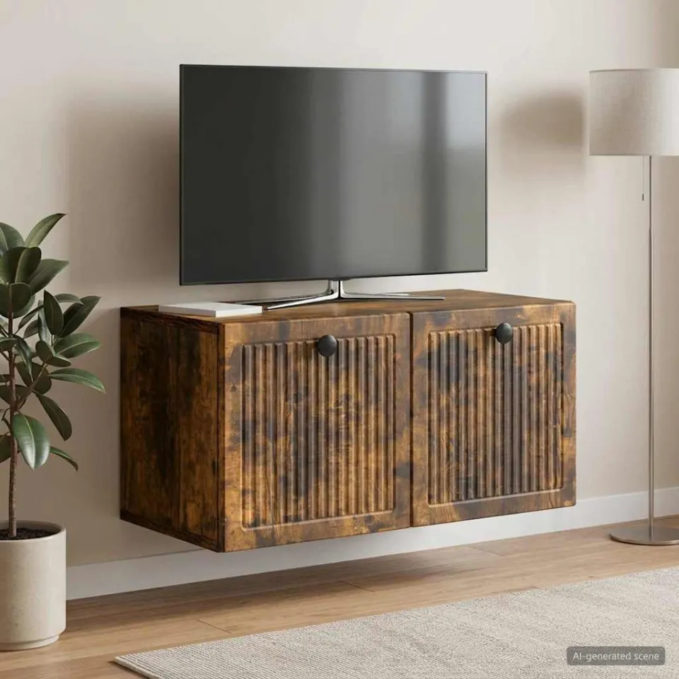 vidaXL Wandbeugel TV-kast 59,5 x 31 x 30 cm Gerookt eiken, foto 4