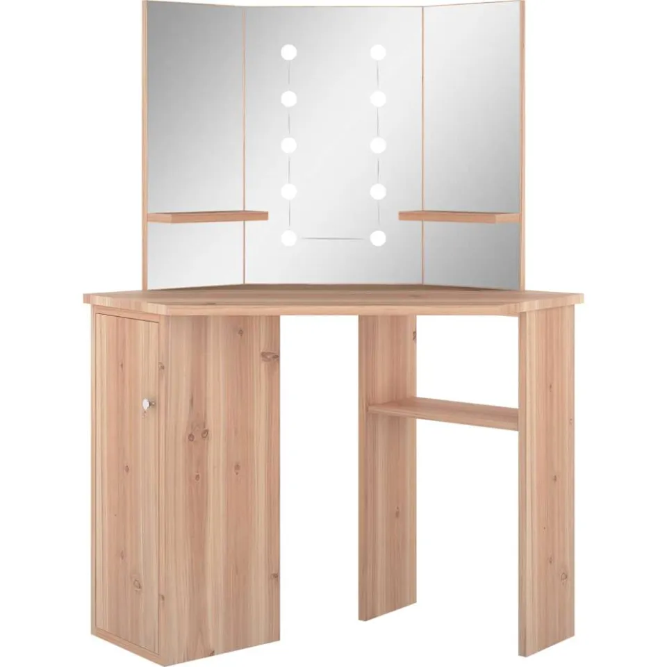 vidaXL Hoekkaptafel met LED 111x54x141,5 cm eikenkleurig, foto 3