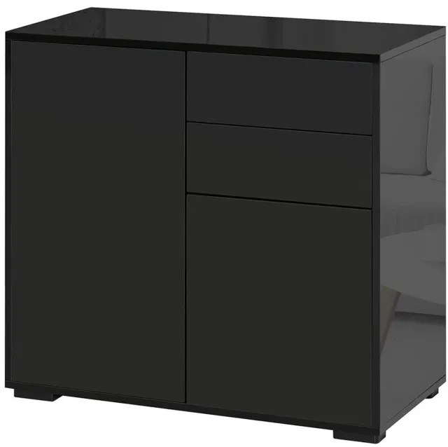 Gutent Dressoir - Kast - met 2 laden - 2 Deuren - Kantelbeveiliging - 79 x 36 x 74 cm - Zwart
