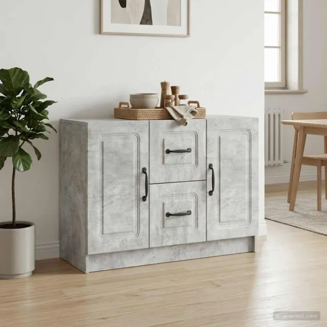 vidaXL Dressoir Betongrijs 89 x 34,5 x 57 cm Bewerkt hout grijs, foto 2