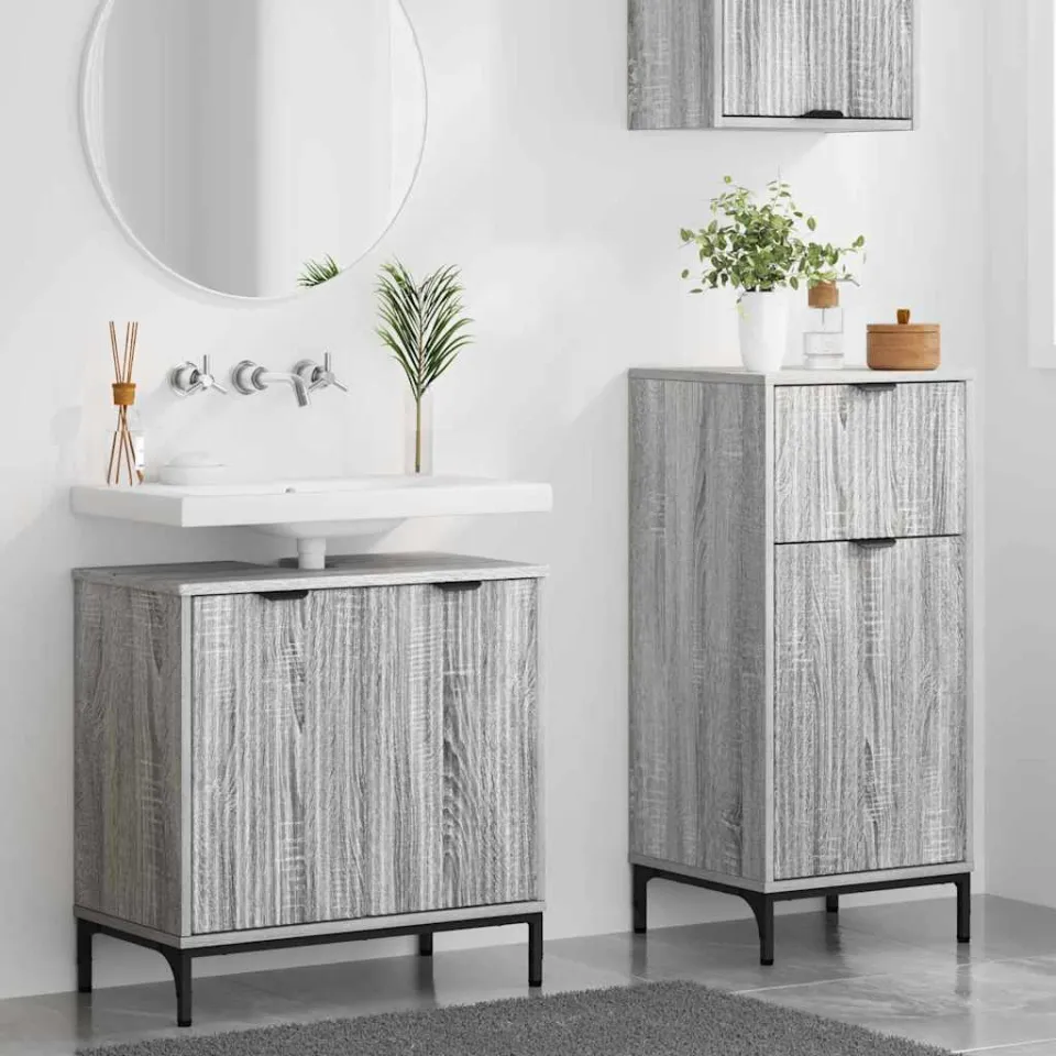 vidaXL Badkamermeubelset 2 st Grijs Sonoma Geperst Hout en Metaal, foto 4