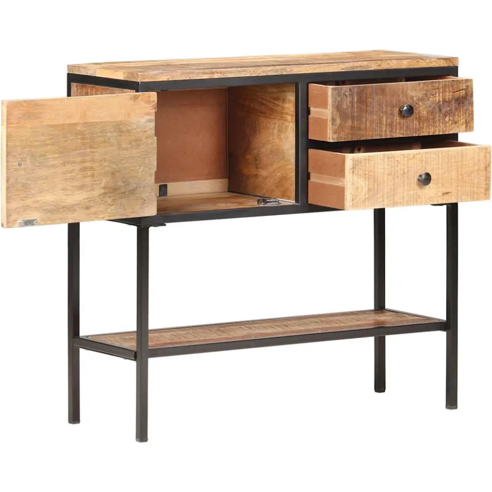vidaXL Dressoir 85x30x80 cm ruw mangohout bruin, foto 2