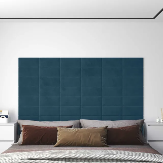 vidaXL Wandhoofdbord 12 st Blauw Fluweel