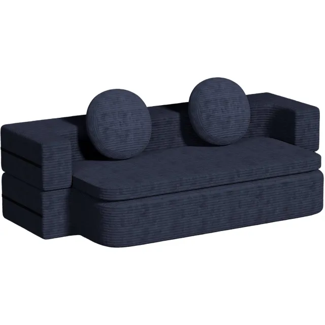 Fukstern Slaapbank - 2-in-1 Multifunctionele bank - 2-zits Opklapbare bank - Comfortabele Fluwelen Bank - Met kussens - Geschikt voor kleine appartementen - Blauw