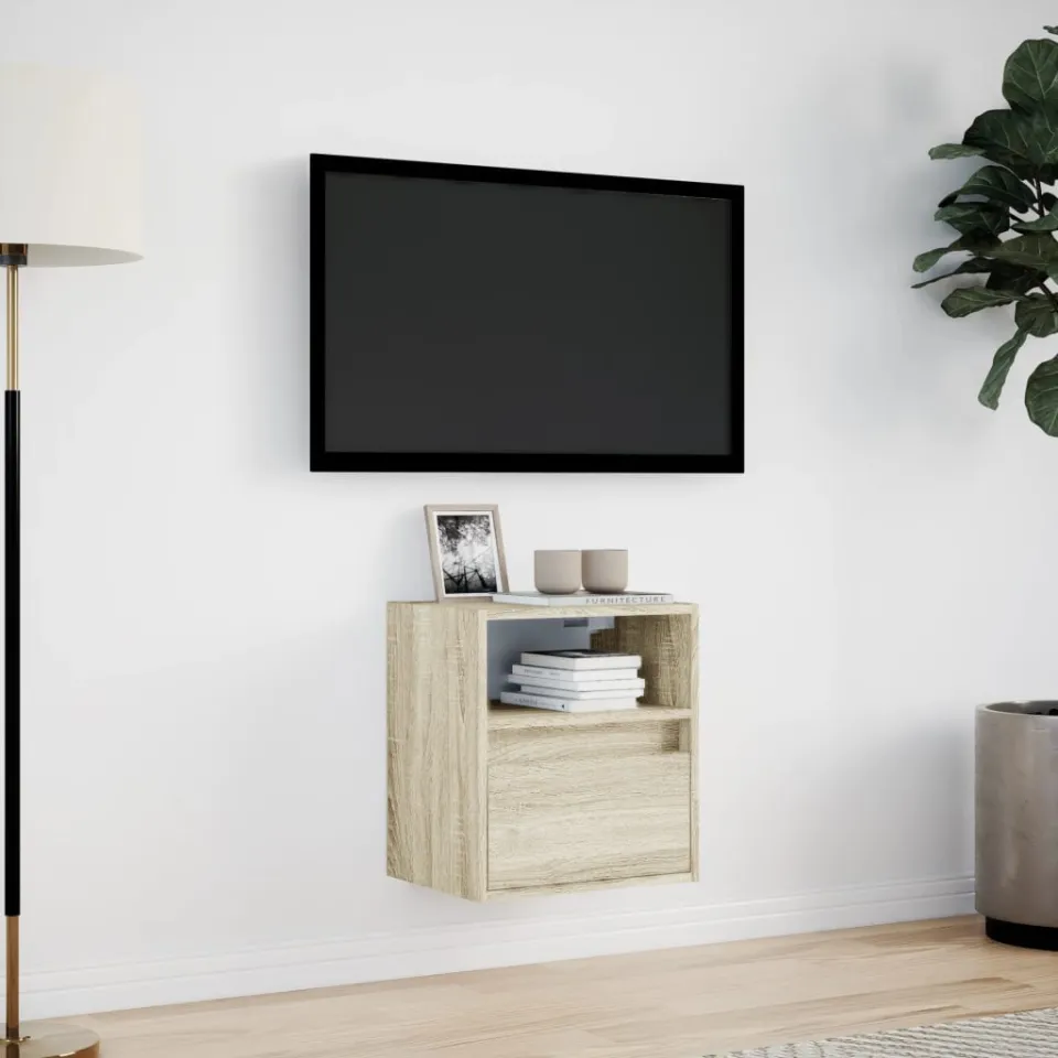 vidaXL Tv-wandmeubel met LED-verlichting 41x31x45 cm sonoma eikenkleur, foto 2
