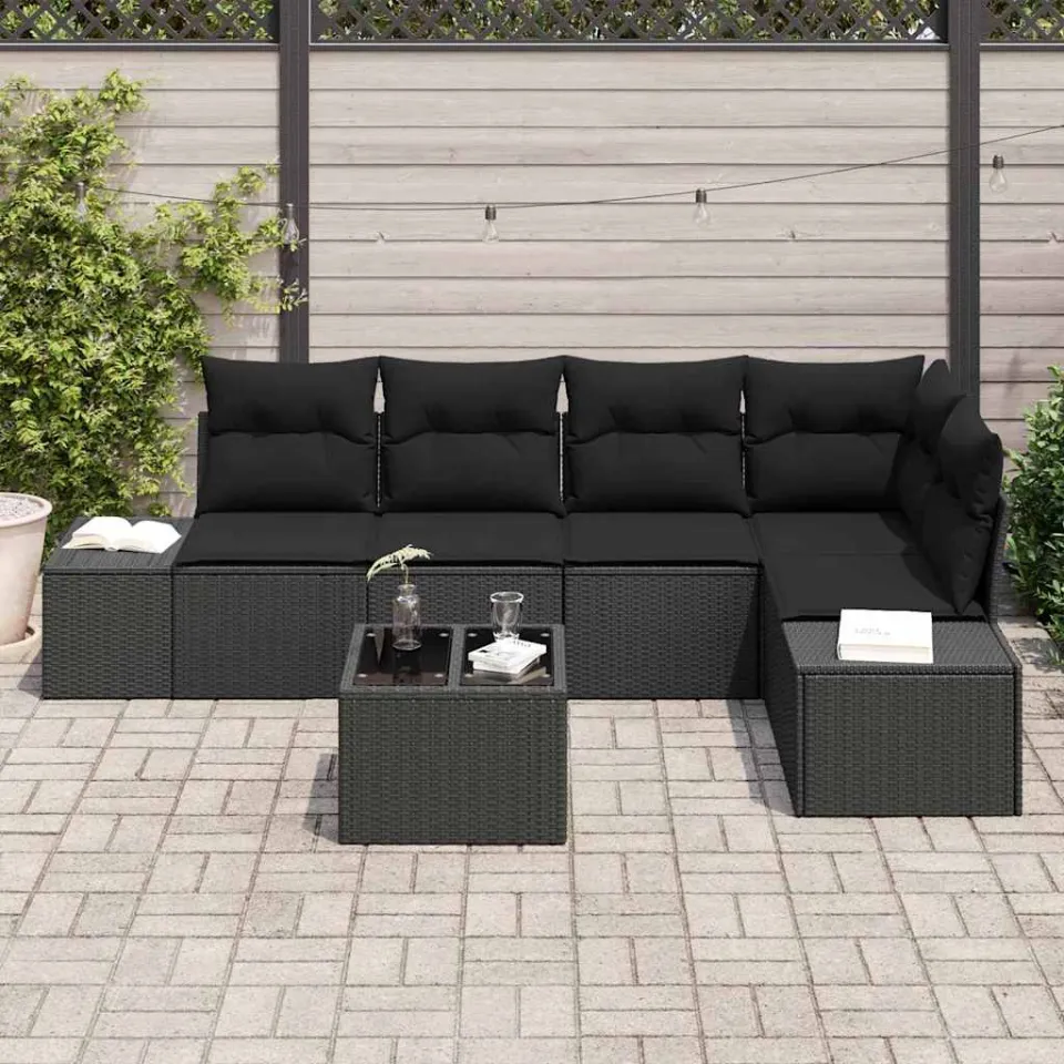 vidaXL Tuinbankenset met opslag Zwart poly rattan, foto 3