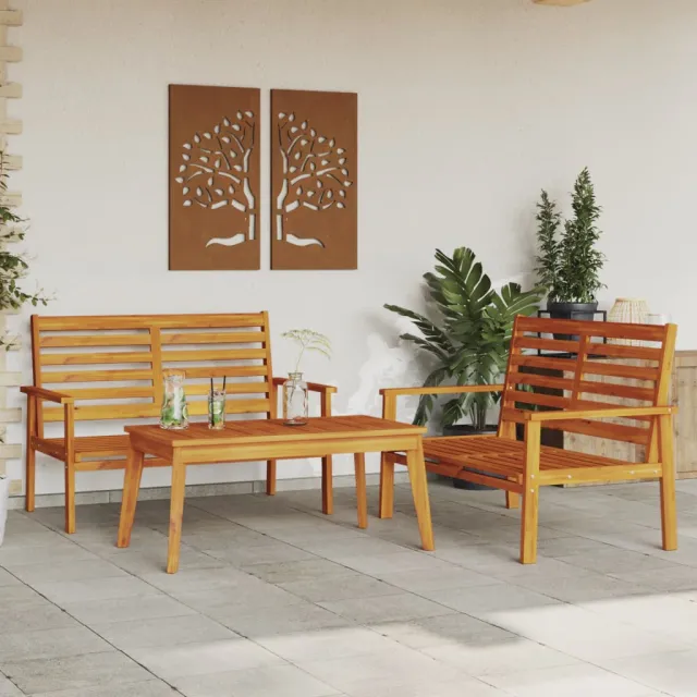 vidaXL 3-delige Loungeset massief acaciahout Bruin