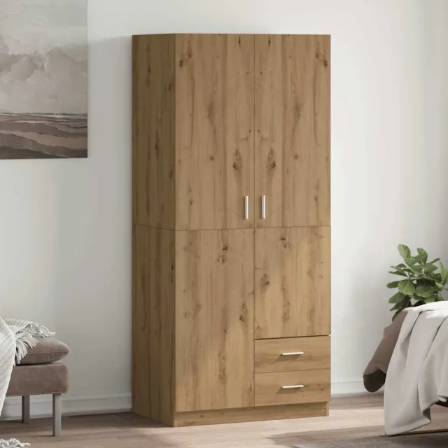 vidaXL Kledingkast 80x52x180 cm bewerkt hout artisanaal eikenkleurig, foto 2