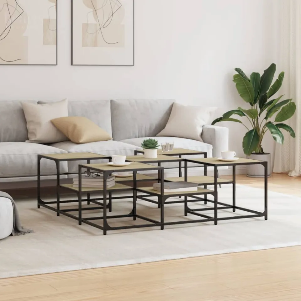 vidaXL Salontafel 121x121x40 cm bewerkt hout sonoma eikenkleurig, foto 3
