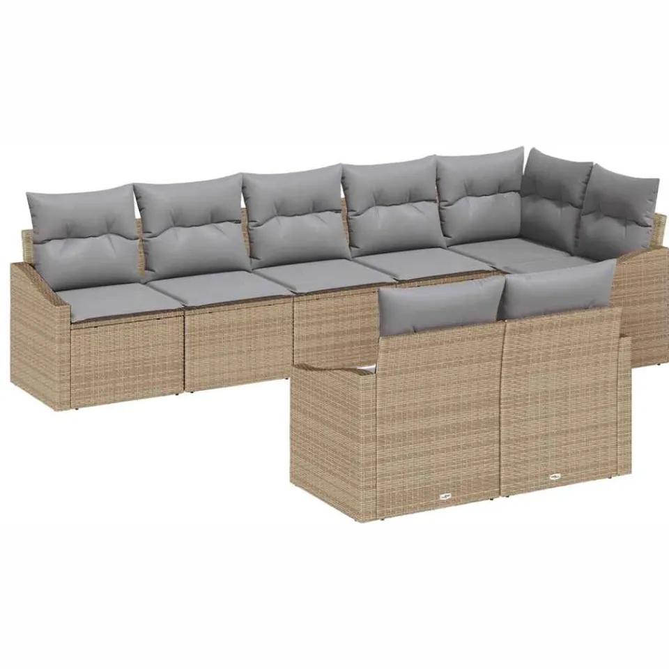 vidaXL Tuinbankenset 8 st Beige en Licht Grijs poly rattan