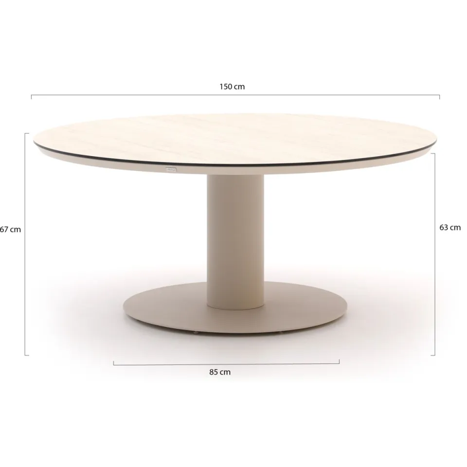 Bellagio tuinmeubelen Bellagio Mineo/La Fonte ø150cm low dining tuinset 5-delig taupe, foto 3