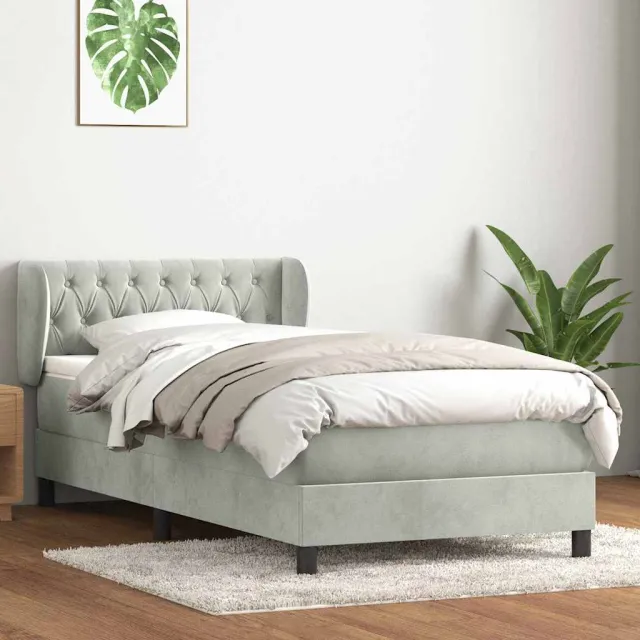 vidaXL Boxspring met matras fluweel lichtgrijs 80x220 cm grijs