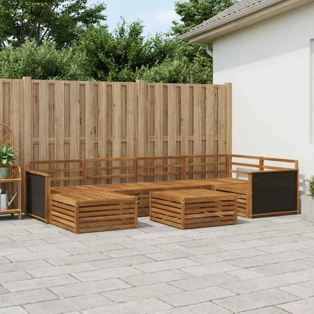 vidaXL Buiten bankenset 7 st 6-zits Naturel Massief Acaciahout