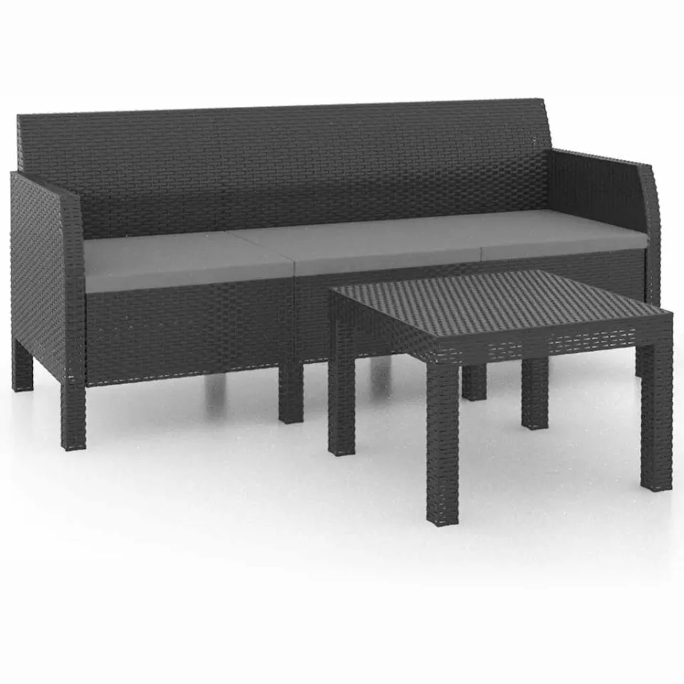 vidaXL 2-delige Loungeset met kussens PP rattan antracietkleurig, foto 3
