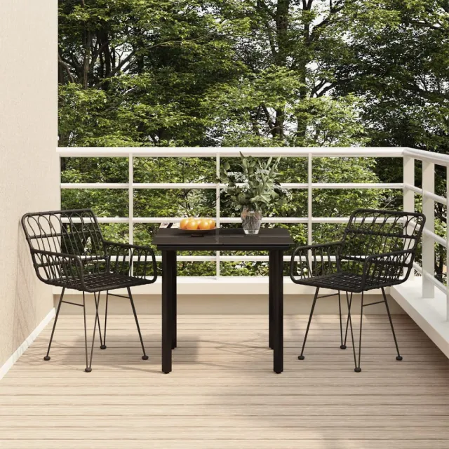 vidaXL 3-delige Tuinset poly rattan zwart, foto 2